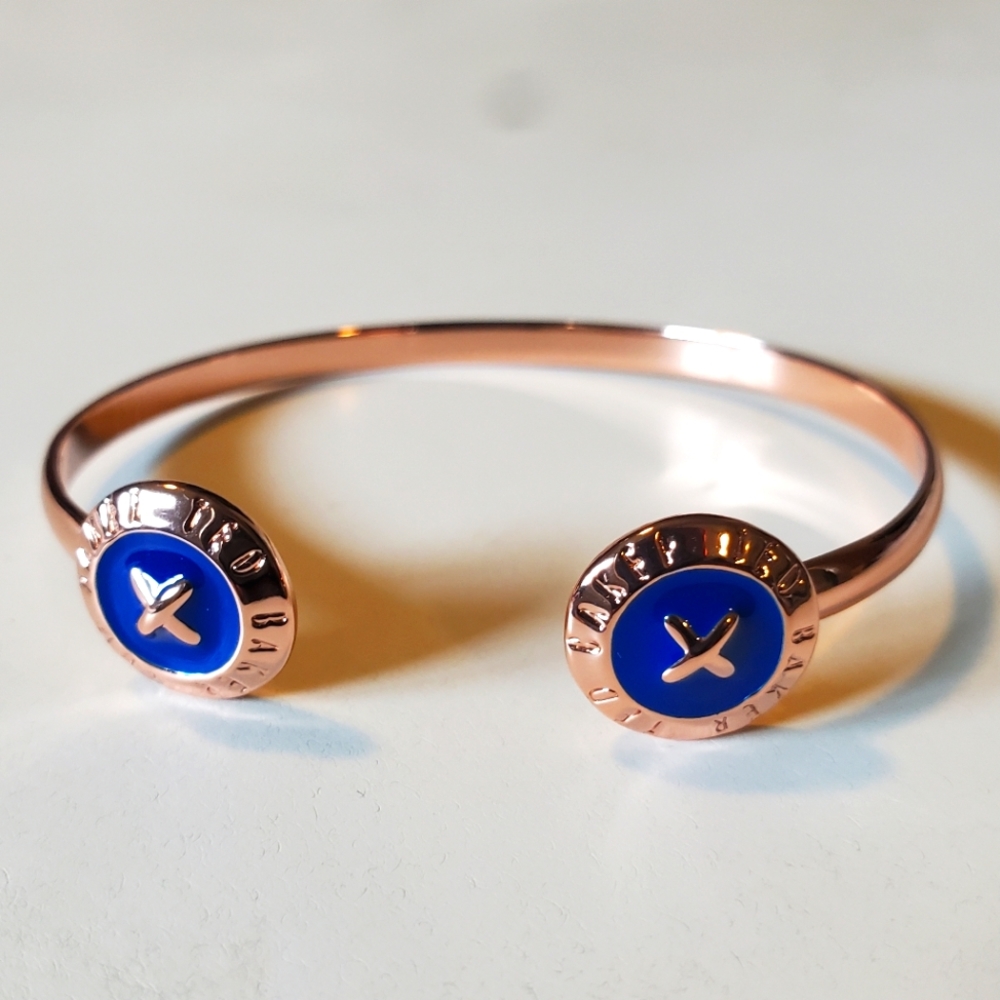 Ted Baker Eida BLUE Finish ROSE GOLD Enamel Cuff